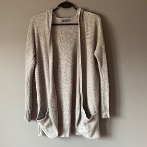 American Eagle Grey Hooded Cardigan with Pockets